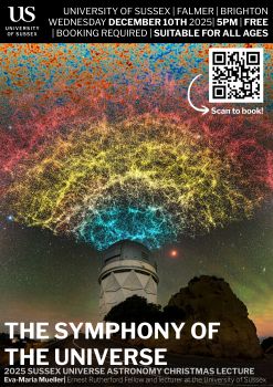 A poster advertising the Sussex Universe Christmas Lecture
