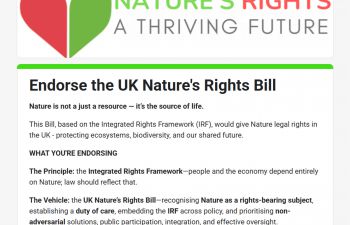 An image from the online petition to gain signatures to support/ensorse the UK Nature's Rights Bill