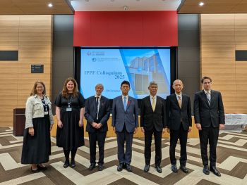A group image from the colloquium with the Japanese Minister of Justice shown with Prof Shute and others.