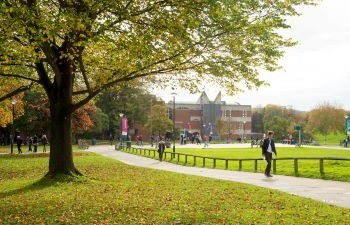 View across Library Square to Falmer House