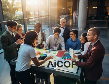 Decorative image of people around a table discussing a subject