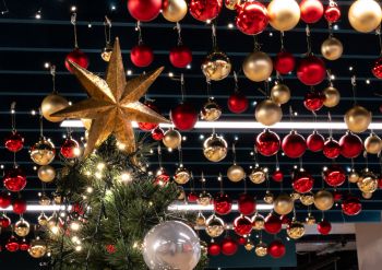 An image showing Eat Central eatery on the University of Sussex Campus, featuring Christmas decorations