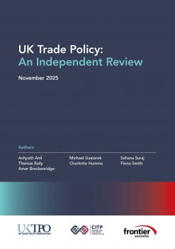 The front cover of a report reviewing trade policy in the UK