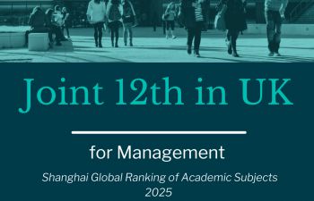 design card highlighting the joint 12th in Uk for Management ranking (GRAS)