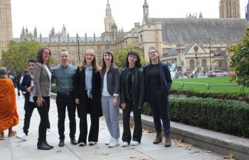 The Sussex 4 Day Week research team outside the Houses of Parliament