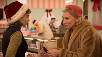 Screengrab of Carol and Therese's meeting at a department store during Christmas shopping season