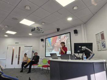 Professor Alice Eldridge speaking at the Symposium