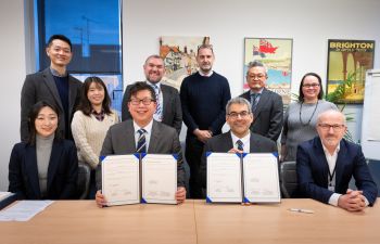 Group shot of all participants involved with the Business School signing with MoU, National Assembly of Korea