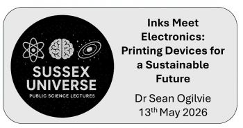 A poster advertising the Sussex Universe lecture