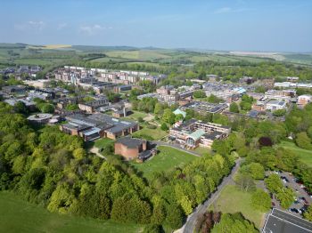 A view over the University Sussex of campus, taken from behind the ACCA looking over campus.