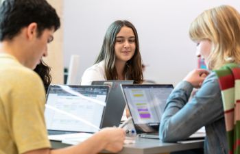 Students studying on laptops