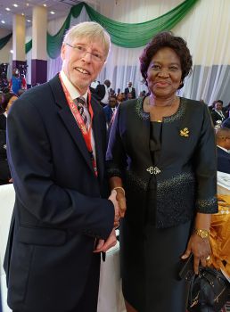 Prof Stephen Shute with Supreme Justice Chidiebere Uwa who is mother to a Sussex Law School alumna