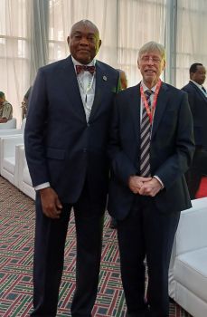Prof Stephen Shute is standing next to the Nigeria's Minister of Justice & Attorney General