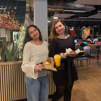 A photo of students enjoying comedy night in Eat Central