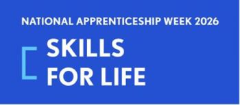 Logo for National Apprenticeship Week, showing the 2026 title, Skills for Life