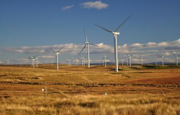 Photos of wind turbines in a field in Scotland