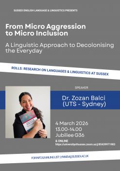 Event poster with photograph of speaker. Details from the poster are in the main text of this announcement.