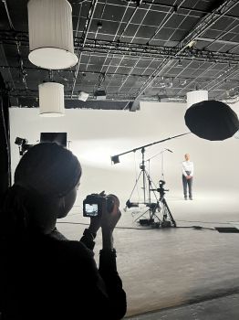 Samara (Media and Communications BA) on a studio photoshoot