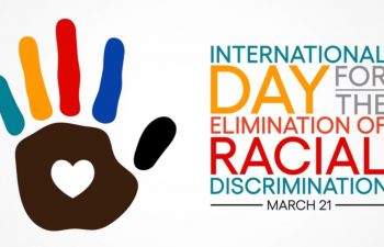 Colourful handprint graphic marking the International Day for the Elimination of Racial Discrimination on 21 March.