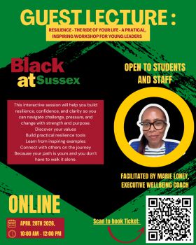 Event poster for an online resilience workshop for students and staff facilitated by Marie Loney.