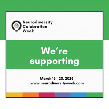 Graphic for Neurodiversity Celebration Week stating ‘We’re supporting’, with dates March 16–20, 2026 and the website neurodiversityweek.com
