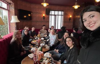 Spring exchange students in a pub in Brighton