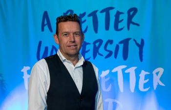 Photo of Peter Newell during awards ceremony at the University of Sussex