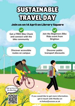 A poster with details on the Sustainable Travel Day at Sussex