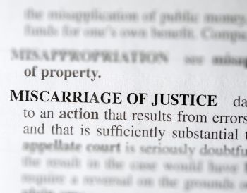 Textual definition (clipped) of Miscarriage of Justice
