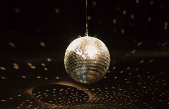 Cover image of the disco book, showing a glittering disco ball.