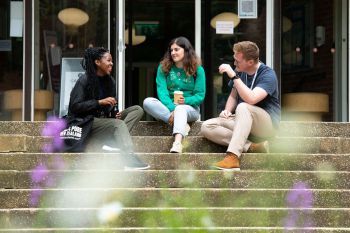 Students sitting on steps