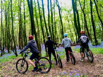 mountain bikers in Stanmer woods