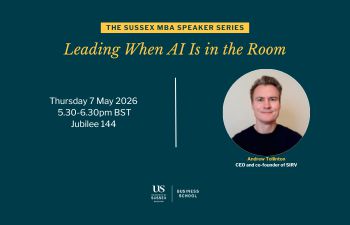 MBA Speaker series: Leading when AI is in the room, featuring guest speaker Andrew Tollinton |Thursday 7 May | 5.30pm-6.30pm | Jubilee 144