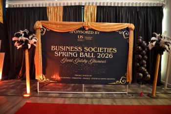 Black and gold Spring Ball welcome banner