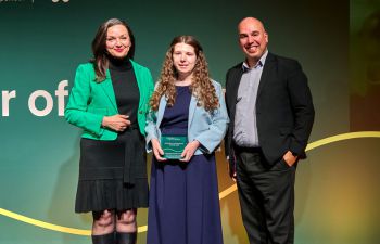 Sarah Bowen receiving her award