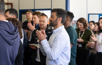 a social event bringing together staff and students involved in sanctuary work