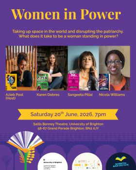Author Sangeeta Pillai with others in a roundtable powerhouse of women authors and details of Brighton Book Festival event © Brighton Book Festival