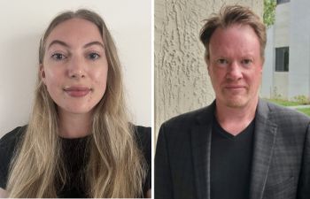 Left: Close up photo of mentee Izzie Alderton. Right: Close up photo of mentor Tim Stannard