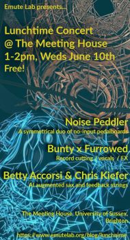 poster with EMUTE concert free 1-2pm Wednesday 10 June @ meeting house