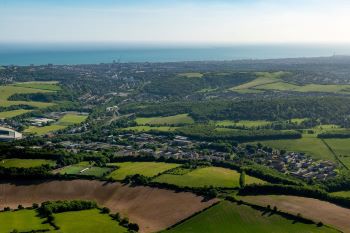 Aerial image of University of Sussex campus