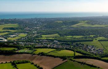 Aerial image of University of Sussex campus