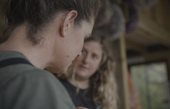 Two women talking
