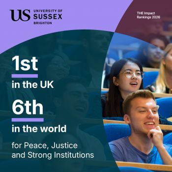 Graphic highlighting 1st in UK and 6th globally in one of the categories in the Times Higher Education Impact Rankings.