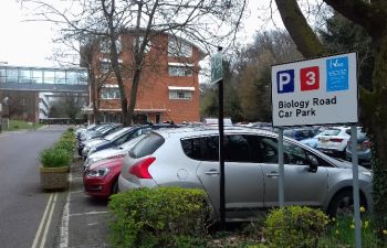 A photo of the Biology Road car park