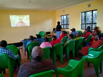 Participants watching the footage