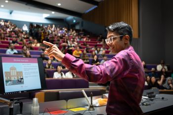 Teacher at the front of a lecture