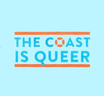 The Coast is Queer logo in front of a blue background