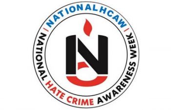 Round logo with black and red letters NHC in the centre and the words National Hate Crime Awareness Week around the outside