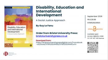 Open Access book on Disability, Education and International Development: A Social Justice Approach