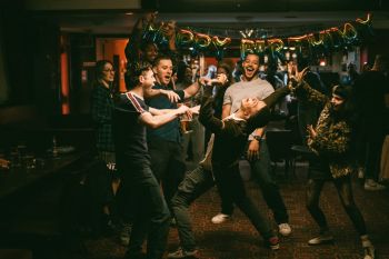 A group of people at a birthday party